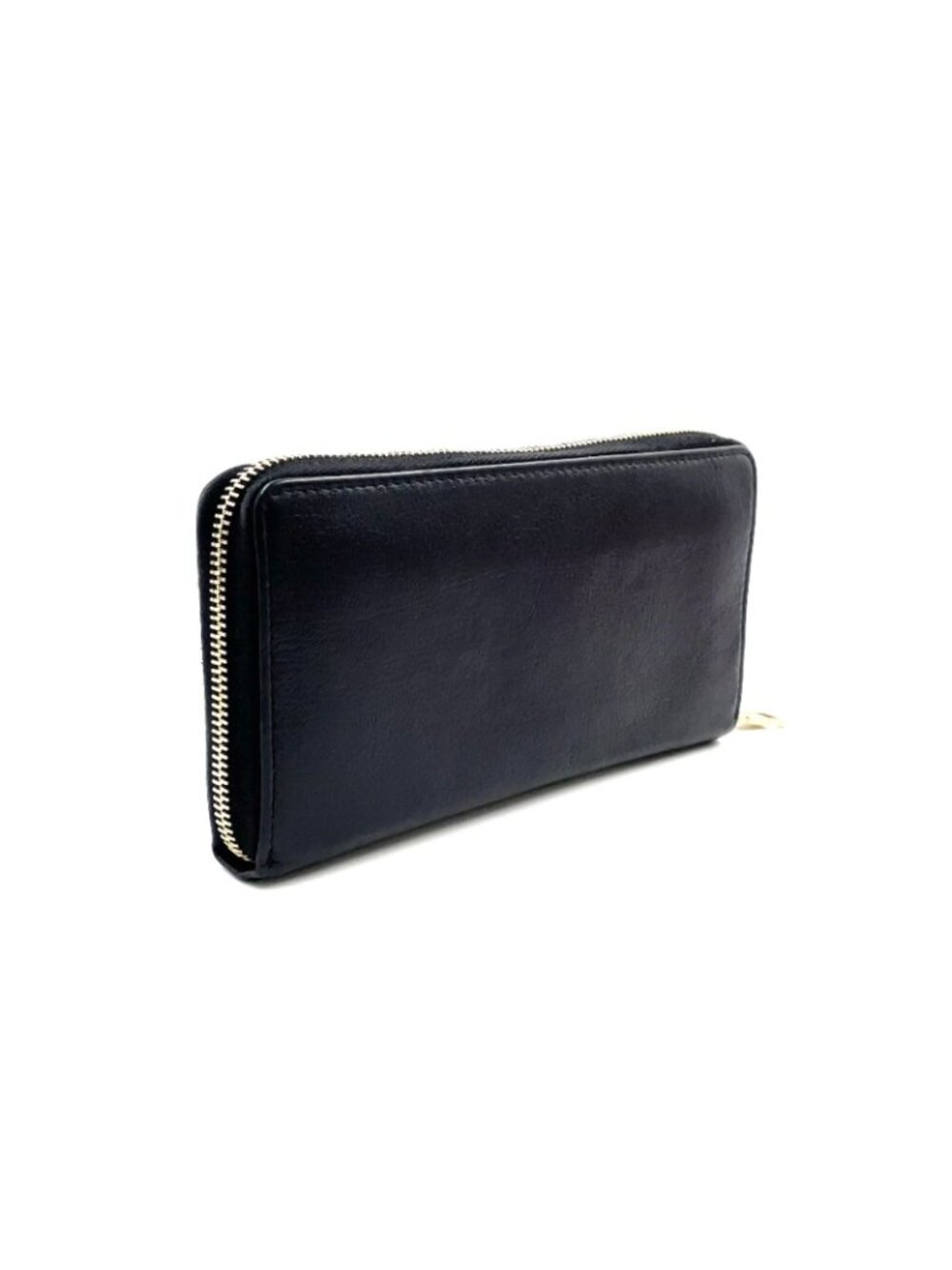 Saint Laurent YSL Logo Bel de Jour Zip Around Leather Black Wallet Gold - Picture 2 of 15